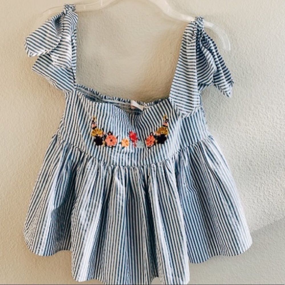 ✨TRAFALUC OFF SHOULDER STRIPED EMBROIDERY TOP✨ - Picture 7 of 8
